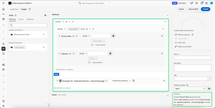 UI displaying example 4 settings