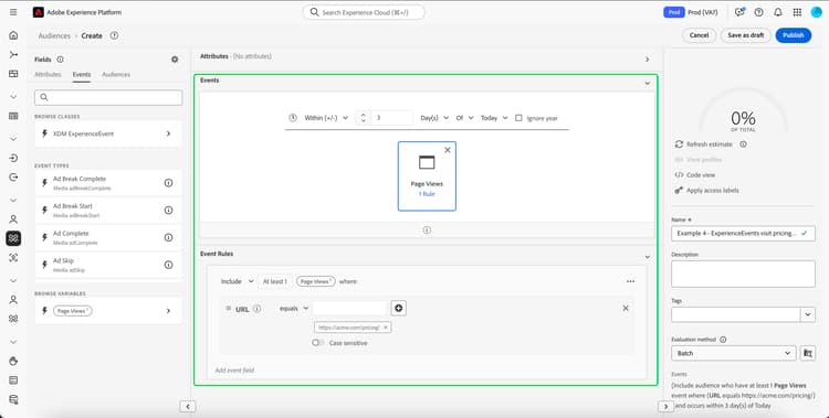 Segment Builder displaying the base audience.