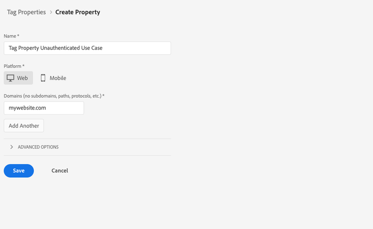 Fill in required fields for your new property.