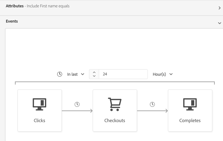 An example of multiple events with a profile attribute is shown.
