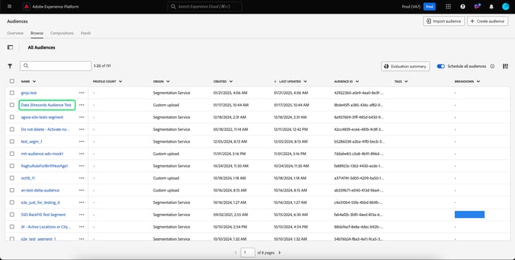 A specified audience is highlighted in Audience Portal.