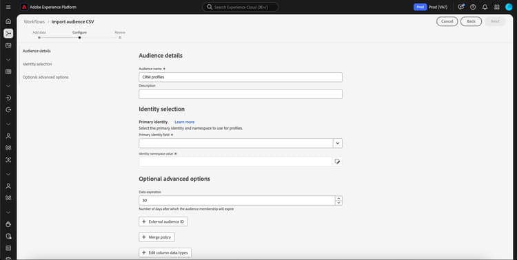 The Audience details page is displayed.