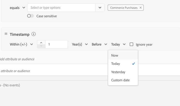 An example of the "Now" time constraint being used.