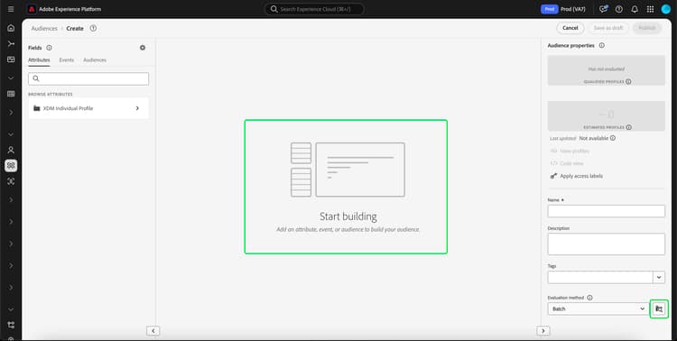 The blank rule builder canvas.