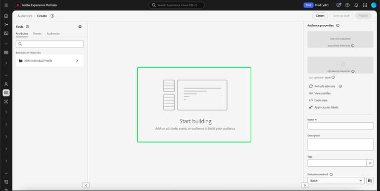 The blank rule builder canvas.