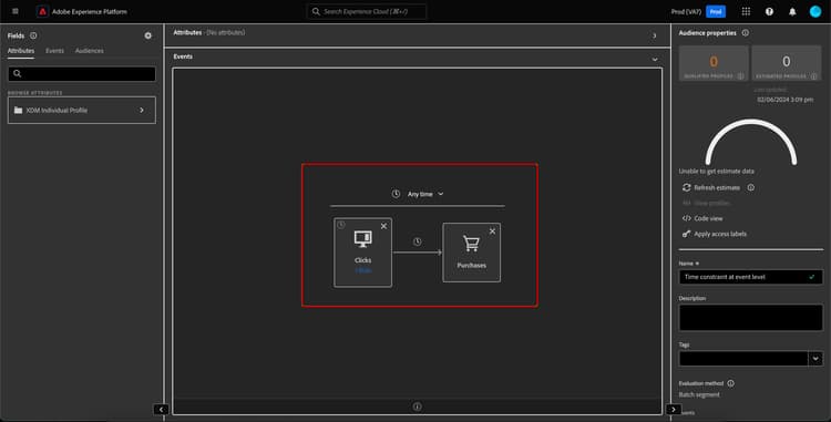 The canvas-level time constraint is highlighted.