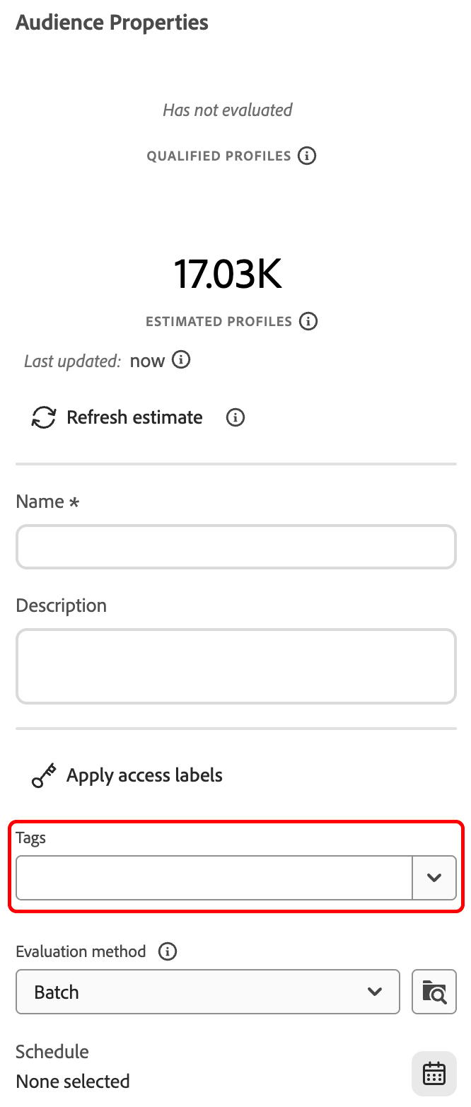 The tags dropdown is highlighted.