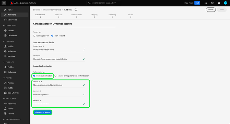 The basic authentication interface.