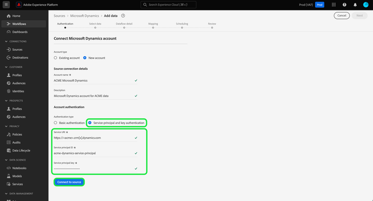 The service-principal key authentication interface.