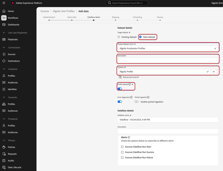 The new dataset step.