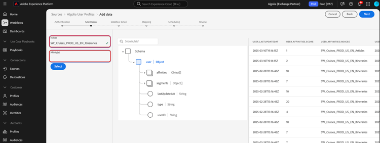 The select data step of the workflow.