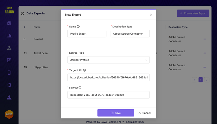 Create new export