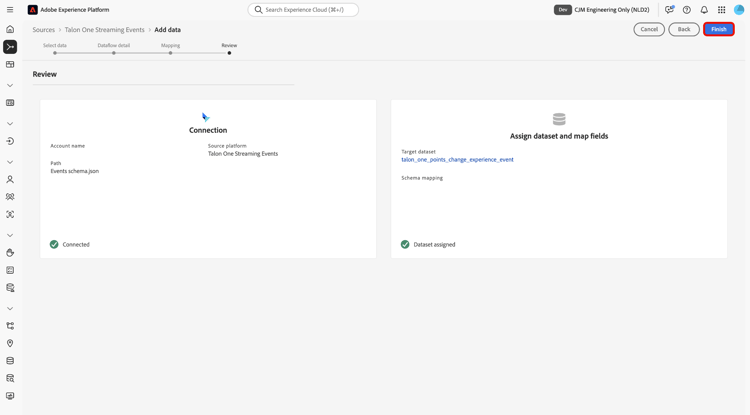 The review step in the sources workflow.