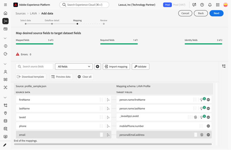 The mapping step of the sources workflow.