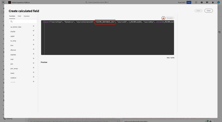 The calculated field for Dynamics.