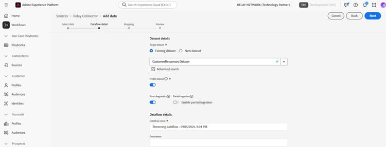 The dataflow details interface.