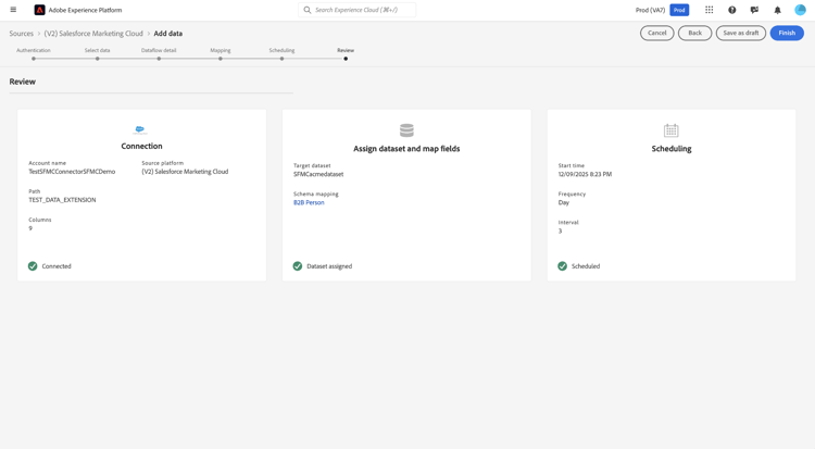 The review step of the sources workflow.