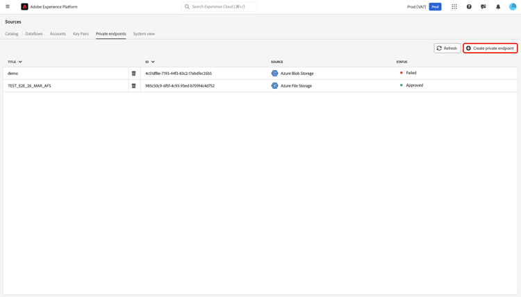The Private endpoints interface with "Create private endpoint" selected.