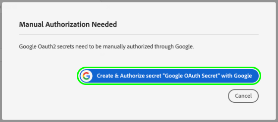 Google authorization popover