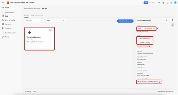 Package details panel highlighting version, actions, and package Id