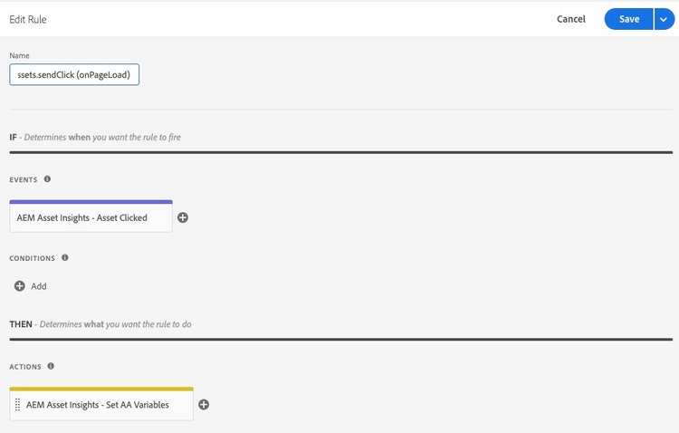 Asset Clicks on page load