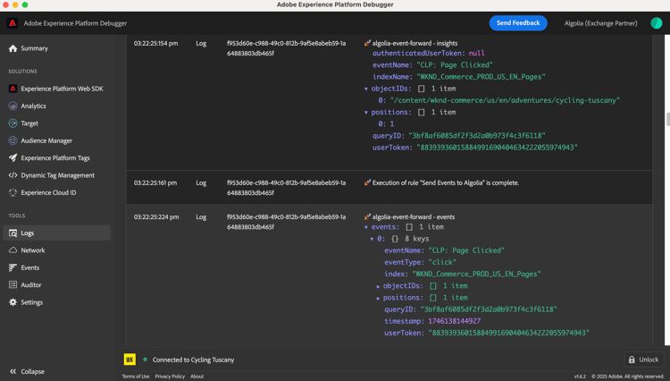 Configure a rule to send events using the Algolia extension