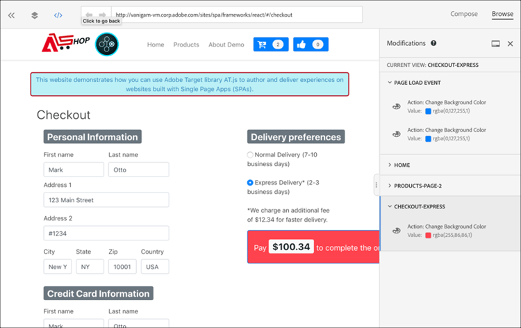 Visual Experience Composer showing delivery preferences selector.