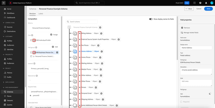 The Schema Editor with the padlock icon highlighted