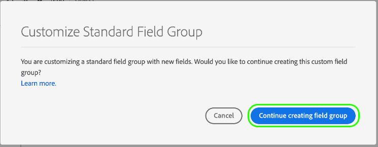 Confirm field group conversion