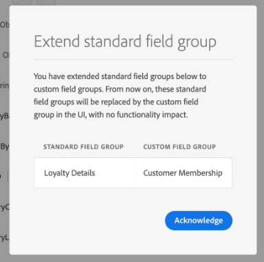 Confirmation dialog to convert standard field groups