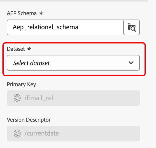 The select dataset section is highlighted.