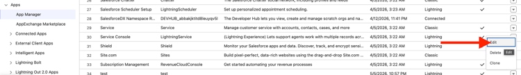 The Edit Lightning App modal