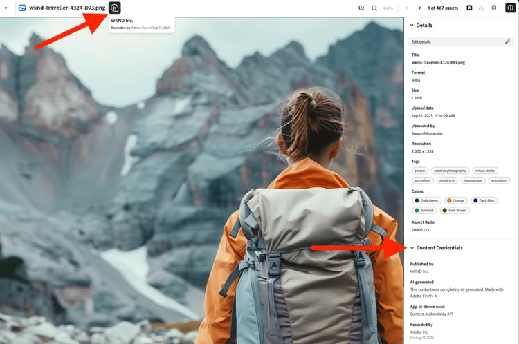 Credential data on an asset