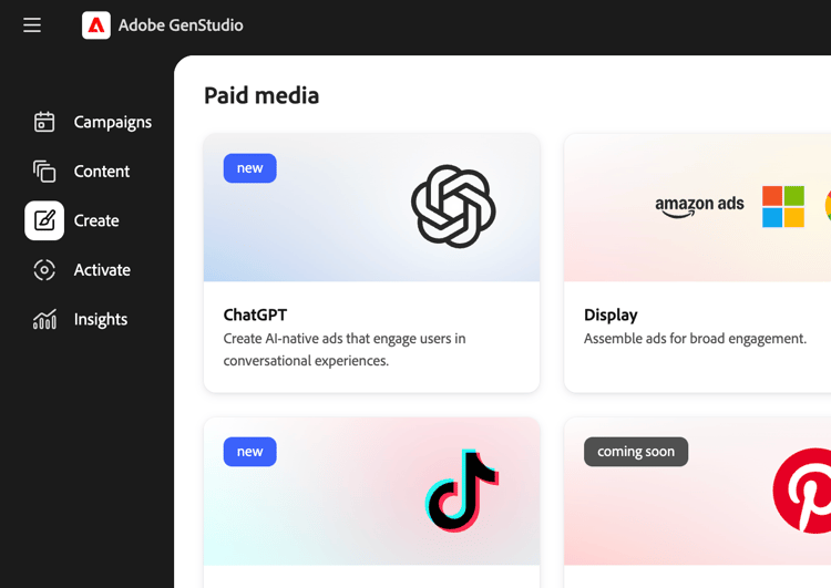ChatGPT tile in the Create workflow