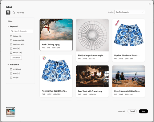 Choose visual content