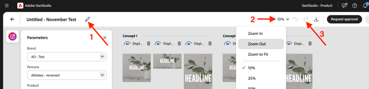 The Canvas pane header bar