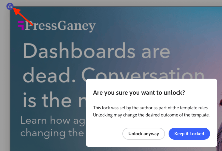 Use the icon to unlock a locked element