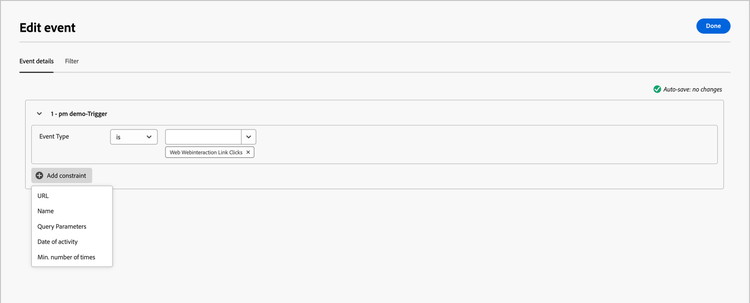 Listen for an experience event