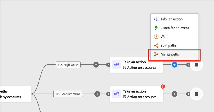 Journey node - merge paths