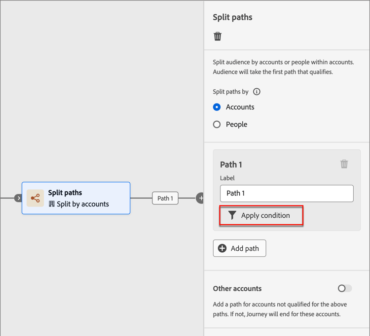 Split path node - add condition