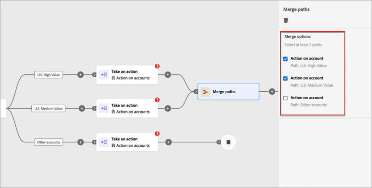 Journey node - merge paths