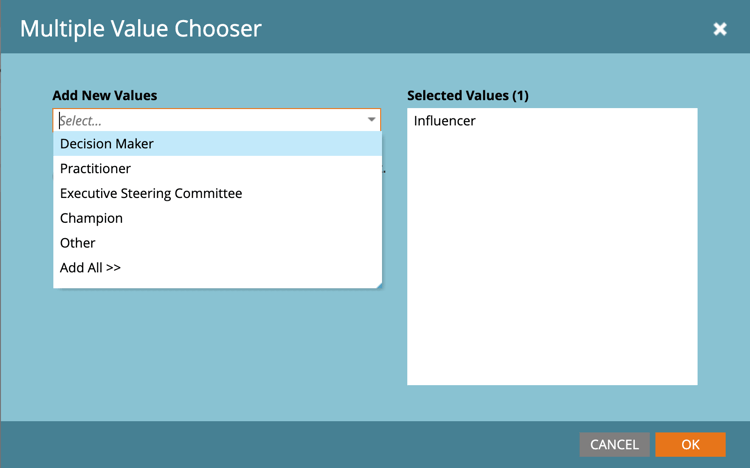 Select multiple values for the constraint