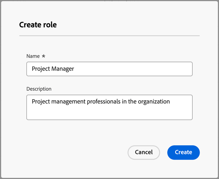 Create Role dialog