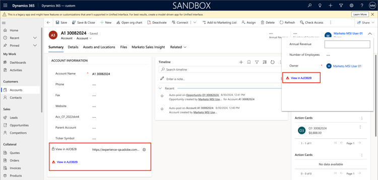 Custom links in Dynamics