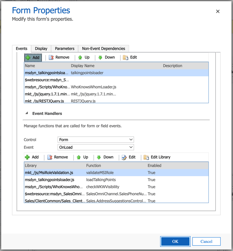 Add form properties