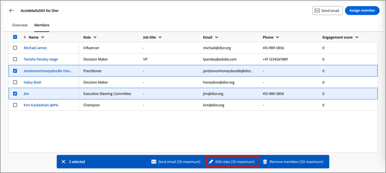 Members tab - edit roles