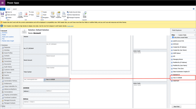 Add the URL link field to the Summary section