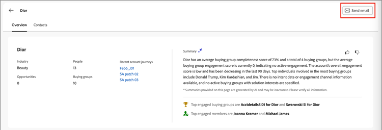 Account details - Select email