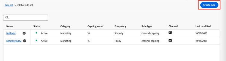 Access the communication limits configuration