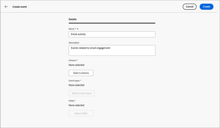 Create event definition